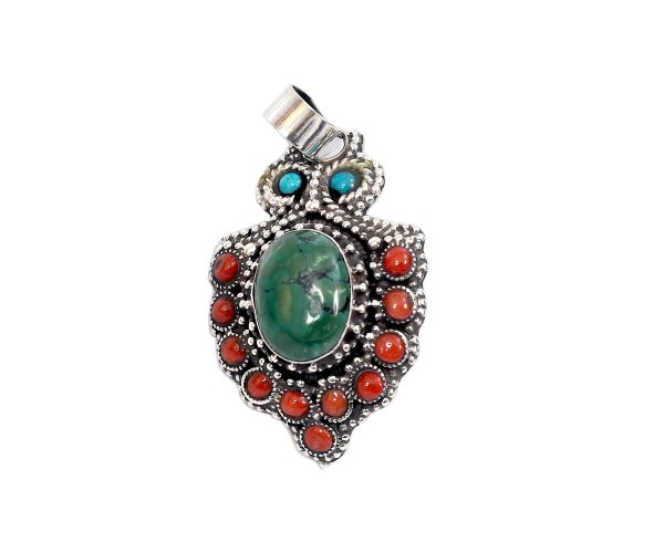 Turquoise and Coral Pendant