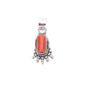 Coral Stone Silver Pendant