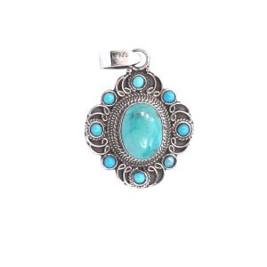 Turquoise Stone Silver Pendant
