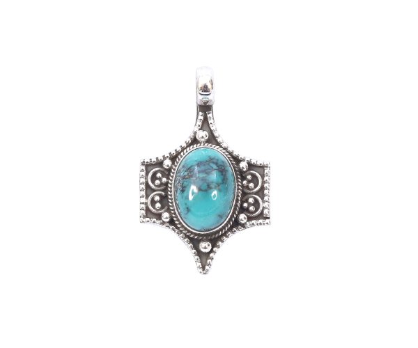 Green Turquoise Silver Pendant