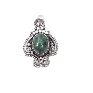 Green Turquoise Silver Pendant