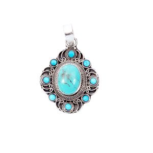 Turquoise Stone Silver Pendant