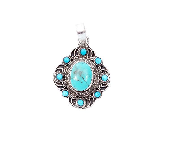 Turquoise Stone Silver Pendant