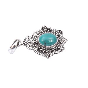 Turquoise Stone Silver Pendant