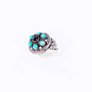 Onyx & Turquoise Silver Ring