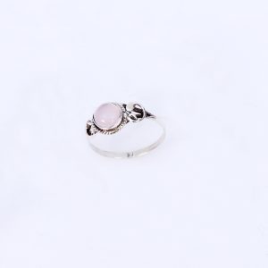 Rose Quartz Pink Silver Round Ring