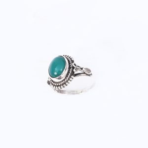 Natural Green Onyx Gemstone Silver Handmade Women Fashion Ring