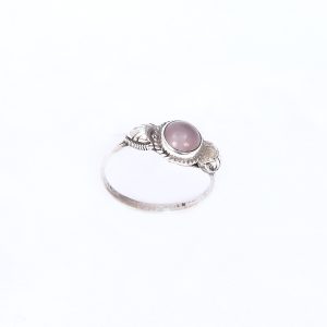 Rose Quartz Oval Gemstone Silver Ring